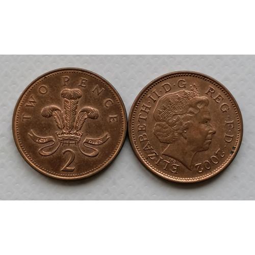 Великобритания 2 пенса 2002г.