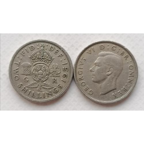 Великобритания 2 шиллинга 1951г.