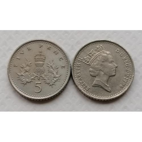 Великобритания 5 пенсов 1994г.