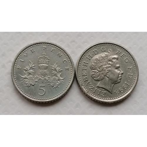 Великобритания 5 пенсов 1998г.