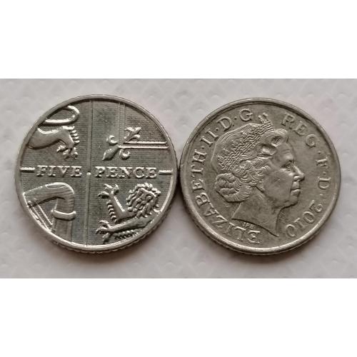 Великобритания 5 пенсов 2010г.