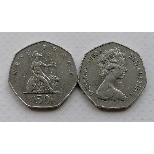 Великобритания 50 новых пенсов 1980г.