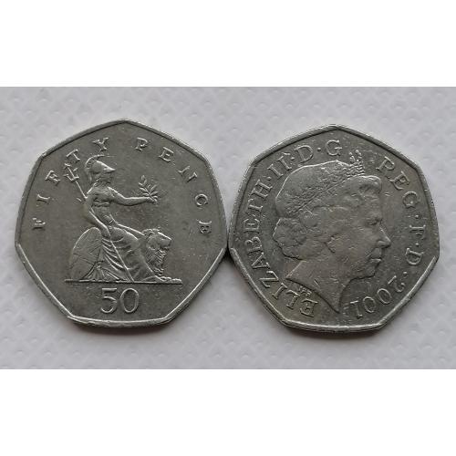Великобритания 50 пенсов 2001г.