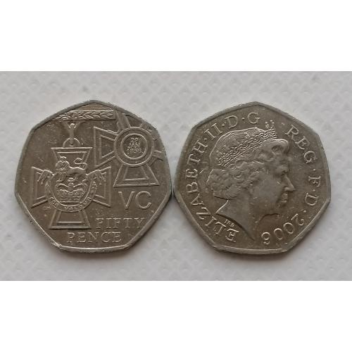 Великобритания 50 пенсов 2006г. Крест Виктории. 