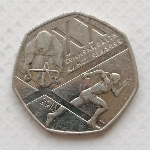 Великобритания 50 пенсов 2014г. Игры содружества 2014 Глазго. 