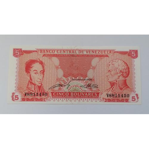 Венесуэла 5 боливар 1989г. UNC. 