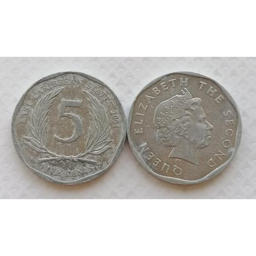 Восточные Карибские Штаты 5 центов 2004г.