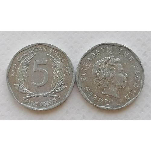 Восточные Карибские Штаты 5 центов 2008г.