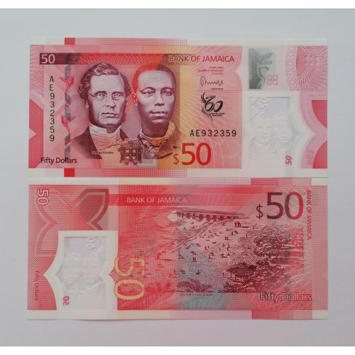 Ямайка 50 долларов 2022(2023)г. UNC. Polimer. 