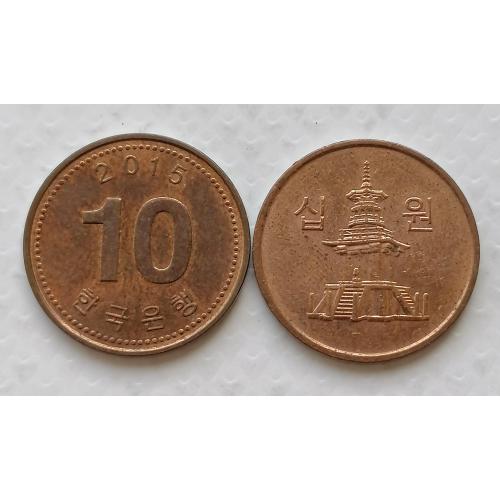 Южная Корея 10 вон 2015г.