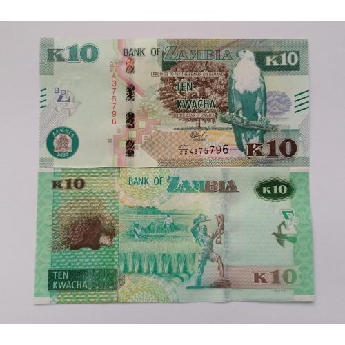 Замбия 10 квача 2022г. UNC.