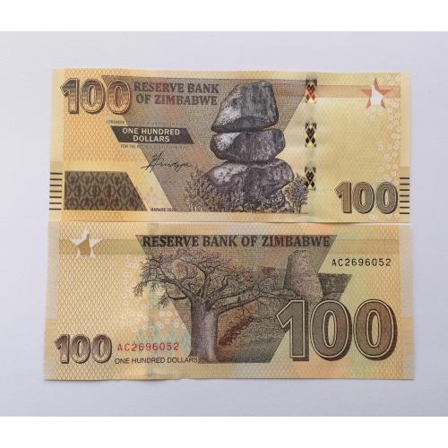 Зимбабве 100 долларов 2020(2022)г. UNC. 