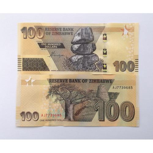 Зимбабве 100 долларов 2020(2022)г. UNC. 