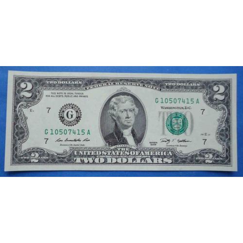 2 доллара США 2009 год G Чикаго Иллинойс