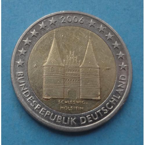 2 евро 2006 год Германия Шлезвиг-Гольштейн Голштинские ворота в Любеке (60)