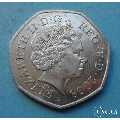 50 пенсов 2008 года Великобритания Королева Елизавета II