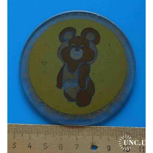 Олимпийский мишка Олимпиада-80 Москва стекло настольная медаль
