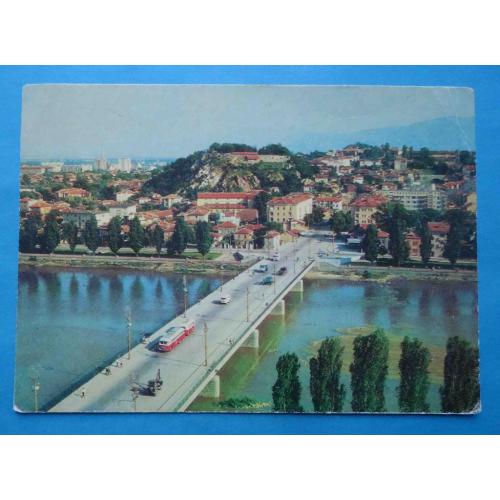 открытка Пловдив Вид на город мост река горы