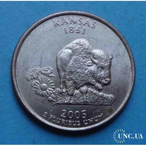 США 25 центов 2005 год Штаты и территории Канзас