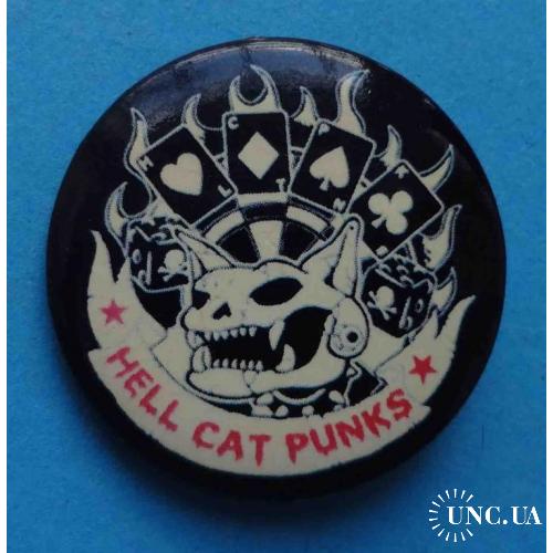 Значок Hell Cat Punks череп карты