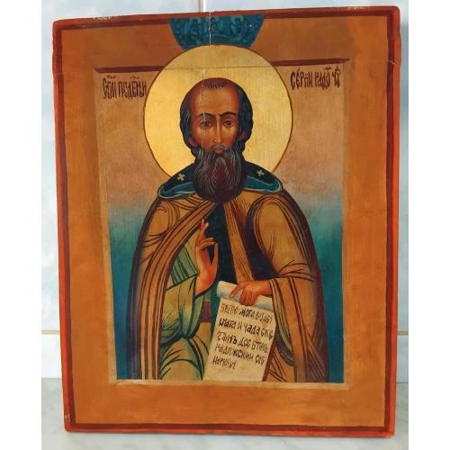 ⁸⁷☝️Икона 'св.Сергий Радонежский' 19-20ст. (дерево, масло, позолота, резьба по леваксу)