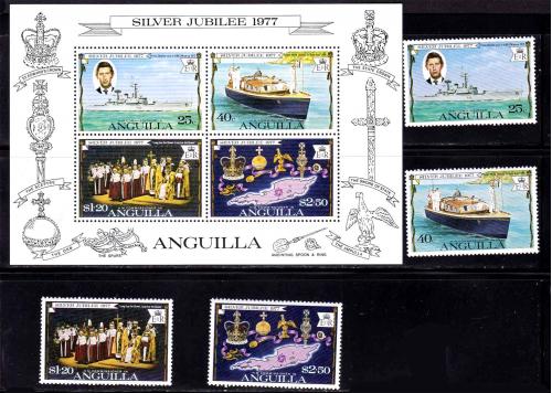 Флот . Ангилья 1977  г MNH - блок + марки - полная серия