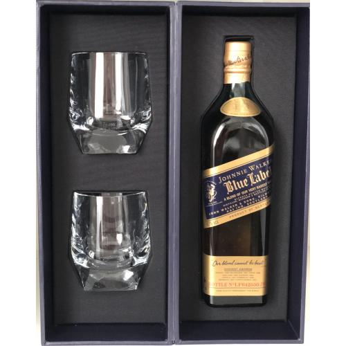  Johnnie Walker Blue label с двумя фирменными бокалами в подарочной коробке  