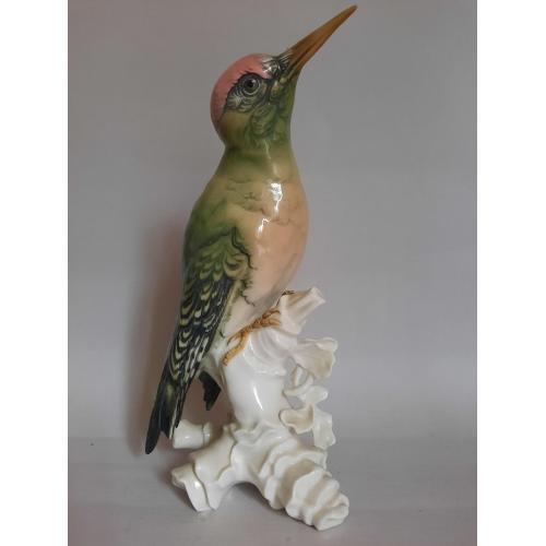 Фарфоровая статуэтка птицы Зеленый дятел, Karl Ens, Германия.1920-30 гг.
