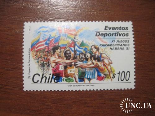 Чили 1991 панаамерикансик игры в гаване факел спортсмены флаги ** (О)