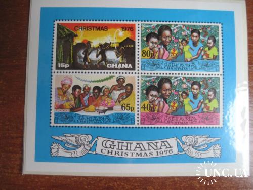 Гана 1976 Christmas різдво Рождество дети застолье   БЛОК **