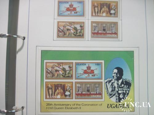 Уганда 1978 25 лет коронации Елизаветы Блок+ марки **