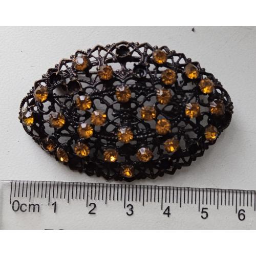 Брошь с янтарными стразами 
