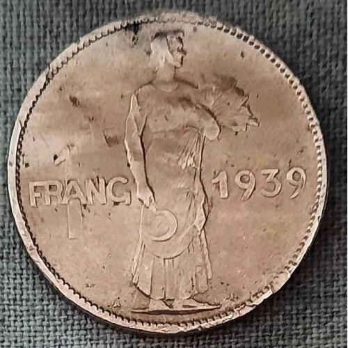 Люксембург 1 франк 1939  Дуже рідкісна!!!  Аналог 195 грн.!!!
