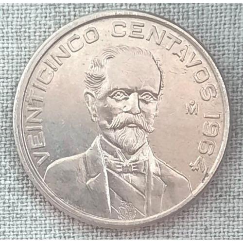 Мексика 25 сентаво 1964 Відмінний стан!!! Дуже рідкісна!!!