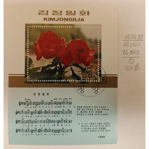 КНДР Північна Корея, 1989 рік, Блок 47-ма річниця з дня народження Кім Чен Іра, 1941-2011