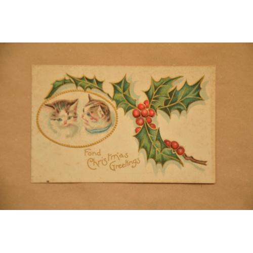 Две рождественские открытки из серии "Котики"