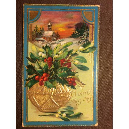  Рождественская открытка "Ваза, цветы"