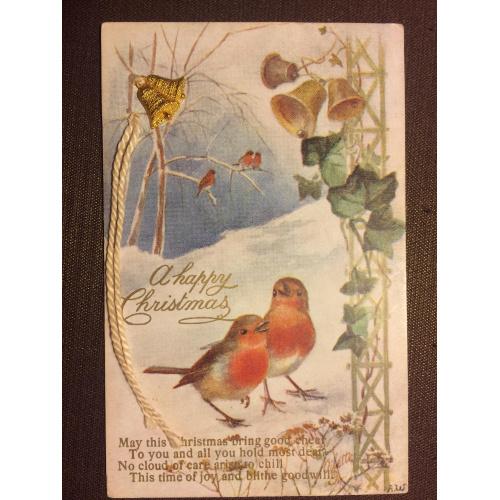 Рождественская открытка "Птицы, колокольчики"
