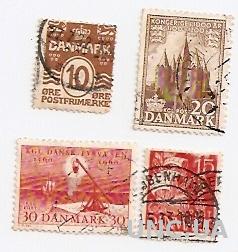 Марка Дания Набор состоит из 4 марок гашеная (№515)