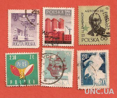 Марка Польша гашеная Набор из 6 разных польских марок  (№423)