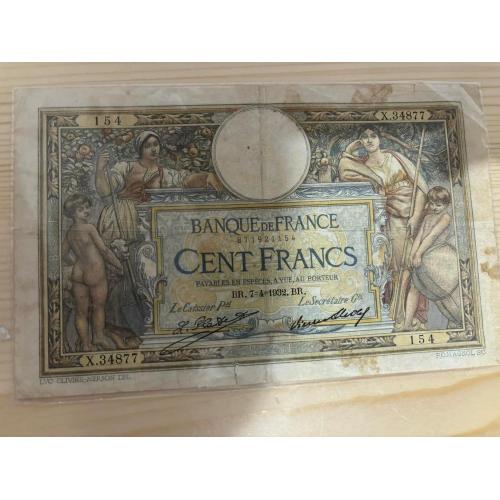 100 Francs LUC OLIVIER MERSON grands cartouches FRANCE 1932