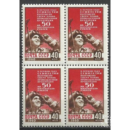 СССР 1960г.  Итоги первой семилетки ** Кат. СК №2335   MNH (Квартблок)