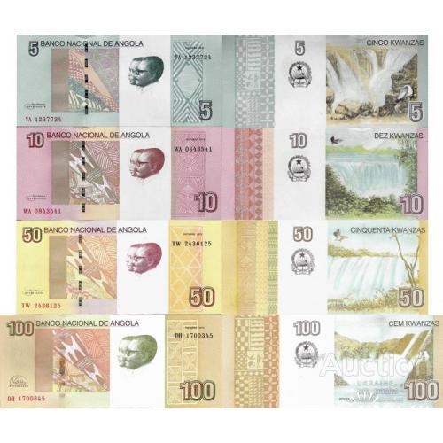 Ангола - Angola 2012 - set 4 pcs 5+10+50+100 kwanzas - Pick 151-153 UNC