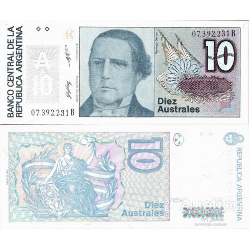 Аргентина - Argentina 1985-1989 ND - 10 australes - Pick 325b UNC