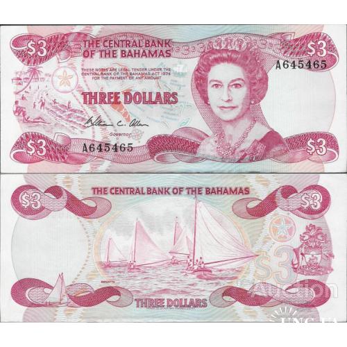 Багамы - Bahamas 1974 (1984) - 3 dollars - Pick 44 UNC