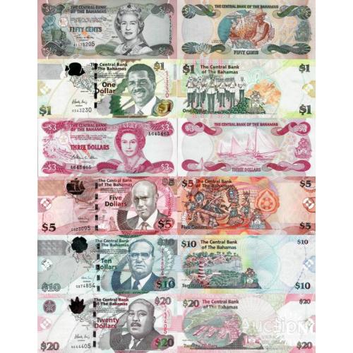 Багамы - Bahamas set 6 pcs 1/2+1+3+5+10+20 dollars Pick 44-74 UNC random years