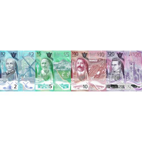 Барбадос - Barbados 2022 set 4 pcs 2+5+10+20 dollars Pick NEW UNC Polymer