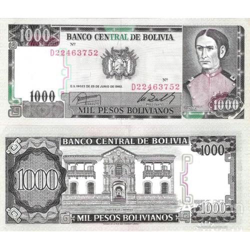 Боливия - Bolivia 1982 - 1000 pesos bolivianos - Pick 167 UNC