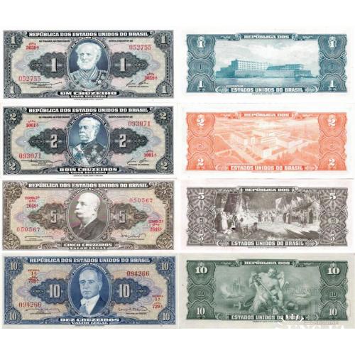 Бразилия - Brazil set 4 pcs 1+2+5+10 cruzeiros - Pick 150,151,176,167 UNC random years