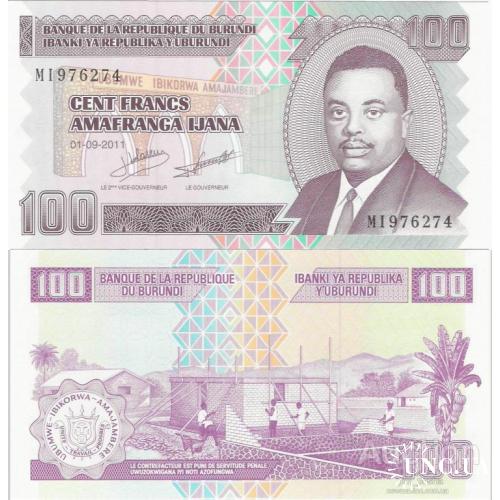 Бурунди - Burundi 2011 - 100 francs (small note) - Pick 44 UNC